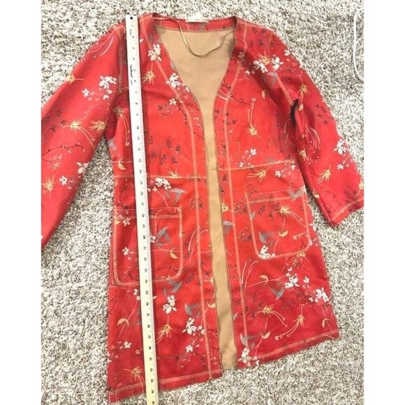 Solitaire Women Floral Boho Faux Suede Open Front Cardigan, Kimono, Jacket S - Picture 7 of 7